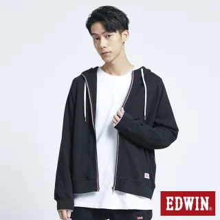 【EDWIN】繡花LOGO拉T外套-男款(黑色)