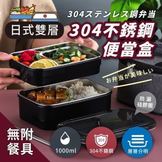 【Saikoyen】日式雙層304不鏽鋼便當盒1入(餐具 飯盒 密封盒 不銹鋼便當 保鮮盒)