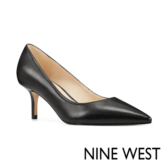 【NINE WEST】ARLENE小羊皮純色尖頭高跟鞋-黑色