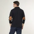 【JEEP】男裝 開襟拉鍊設計長袖POLO衫(黑)