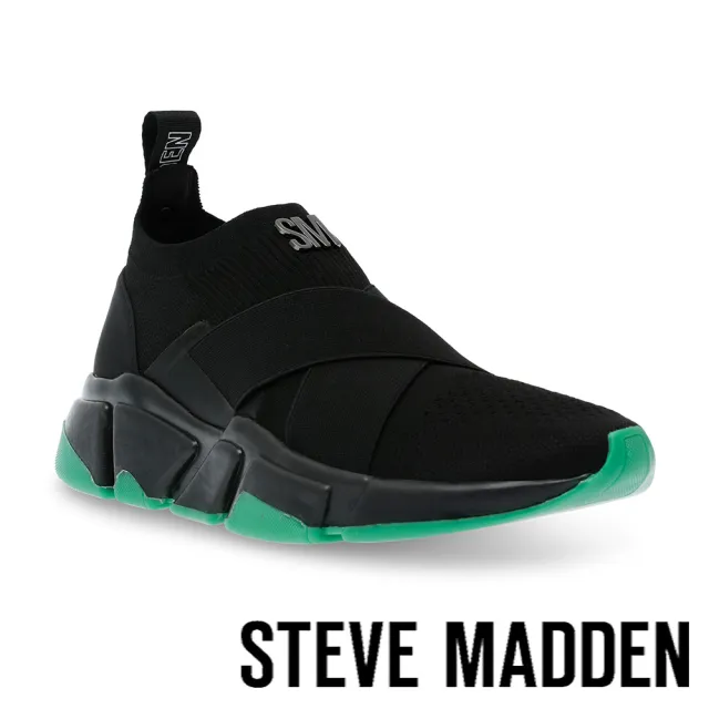 【STEVE MADDEN】GRATIFIED 氣墊網布繃帶套穿鞋(黑色)