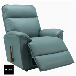 【HOLA】La-Z-Boy 單人半牛皮沙發/搖椅式休閒椅10T706-藍灰色(10T706-藍灰色)