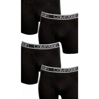 【Calvin Klein 凱文克萊】COTTON 長版四角男內褲 透氣棉質 黑色 4件一組(ck 黑色 d392376002)