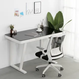 【IDEA】簡約強化玻璃鐵質書桌/工作桌(120CM)