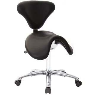 【GXG 吉加吉】大馬鞍 工作椅加椅背/ 可前傾 寬鋁腳+防刮輪(TW-81T6 LU1X)