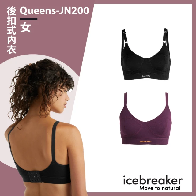 【Icebreaker】女 Queens 後扣式內衣-JN200-黑(美麗諾羊毛/登山/運動)