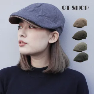【OT SHOP】男女款棉質素色格紋小偷帽 C1784(春夏潮流配件 正韓 英倫雙層設計)