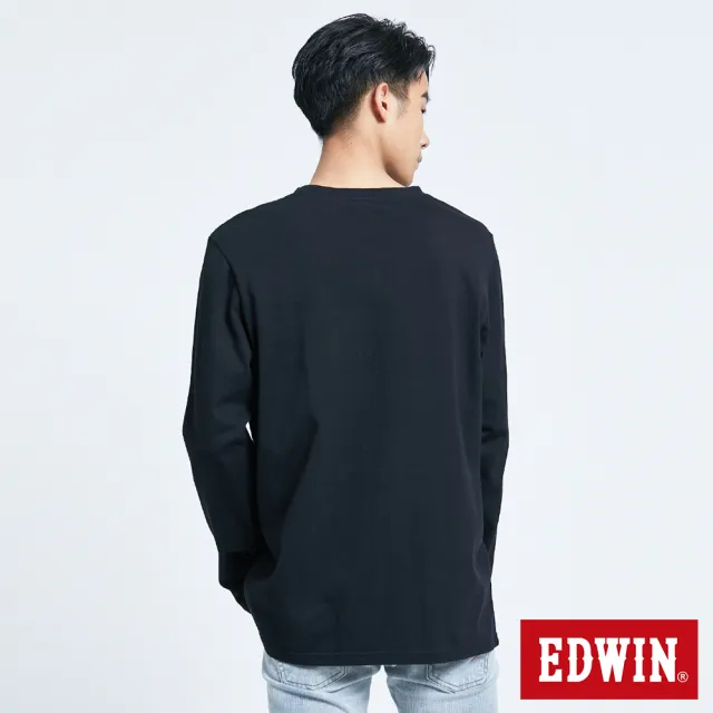 【EDWIN】BASIC印花長袖T恤-男款(黑色)