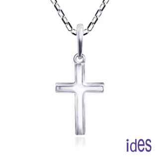 【ides 愛蒂思】輕珠寶義大利進口14K白金十字架項鍊鎖骨鍊（16吋-KP754）