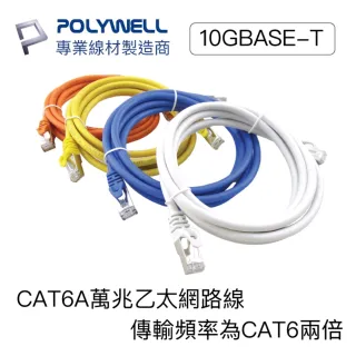 【POLYWELL】CAT6A 高速乙太網路線 S/FTP 10Gbps 30公分(適合2.5G/5G/10G網卡 網路交換器 NAS伺服器)