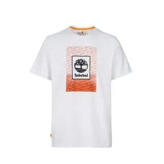【Timberland】男款白色經典圖案有機棉T恤(A282T100)