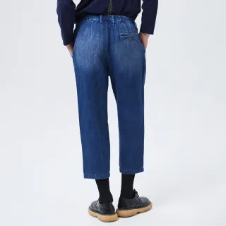 【GAP】男裝 輕透氣系列 水洗靛藍錐形寬鬆九分牛仔褲(808337-中度靛藍)