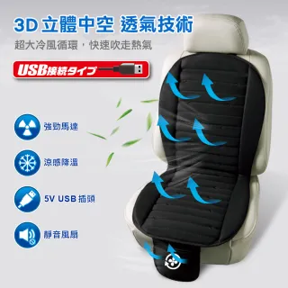 【BONFORM】5V USB立體支撐涼夏坐墊 B5465-97BK(涼風坐墊/車用/悶熱/風扇/散熱 涼爽)