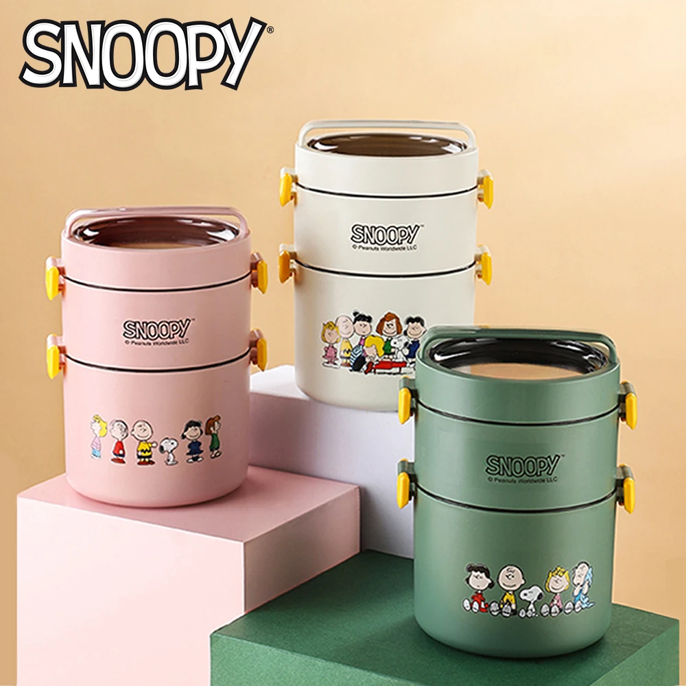 【SNOOPY 史努比】大容量 雙層不銹鋼保溫飯盒 可微波加熱便當盒(兒童 學生 上班族)