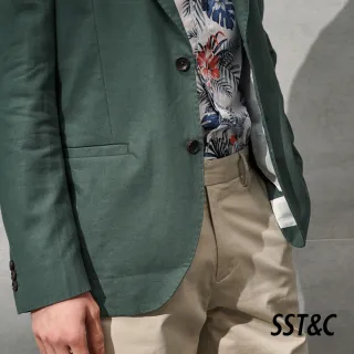 【SST&C 季中折扣】棉麻混紡墨綠休閒西裝外套0612203006