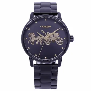 【COACH】COACH 美國頂尖精品經典馬車時尚流行腕錶-黑金-14502925