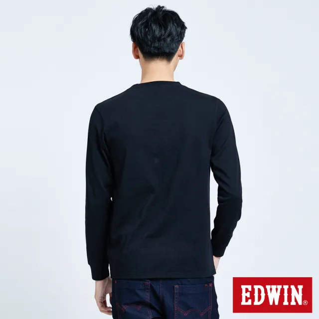 【EDWIN】口袋小LOGO長袖T恤-男款(黑色)