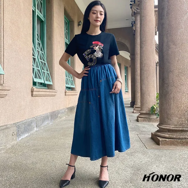 Honor 山形屋 造型車縫牛仔長裙 Momo購物網 好評推薦 23年1月