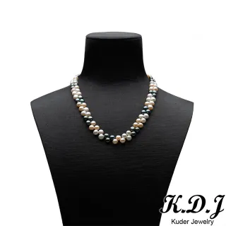 【K.D.J 圓融珠寶】白粉黑古典編織珍珠項鍊