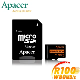 【Apacer 宇瞻】256GB MicroSDXC R100/W80MB UHS-I U3 V30 A2 4K記憶卡