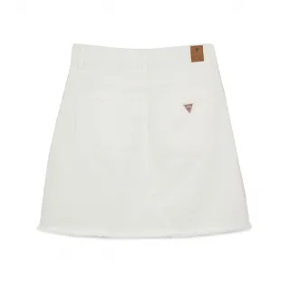 【GUESS】女裝-抽鬚設計純色牛仔短裙-白(Q2GD528105ZWWA)
