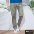 【JEEP】男裝 經典素面彈性休閒長褲(橄欖綠)
