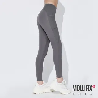 【Mollifix 瑪莉菲絲】高彈力訓練動塑褲、瑜珈服、Legging(日暮灰)