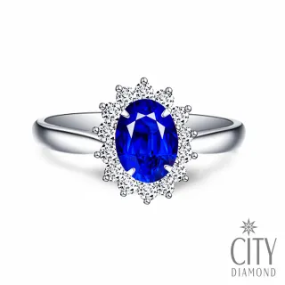 【City Diamond 引雅】『月光繁星』14K藍寶石1克拉橢圓白K金鑽戒