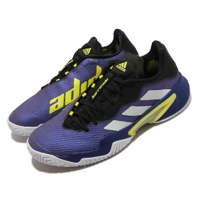 【adidas 愛迪達】網球鞋 Barricade M 男鞋 紫 黃 穩定 支撐 低筒 運動鞋 愛迪達(GZ8482)