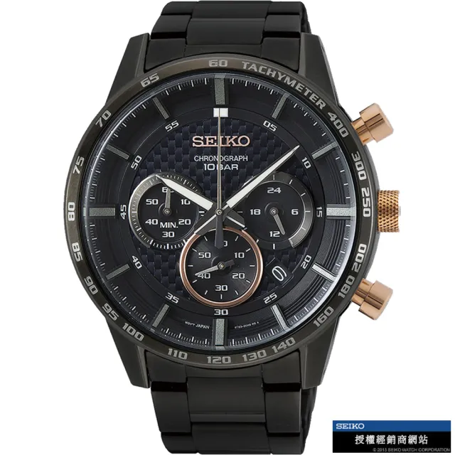 【SEIKO 精工】極速碳纖維紋計時男錶(8T63-00L0SD/SSB361P2)