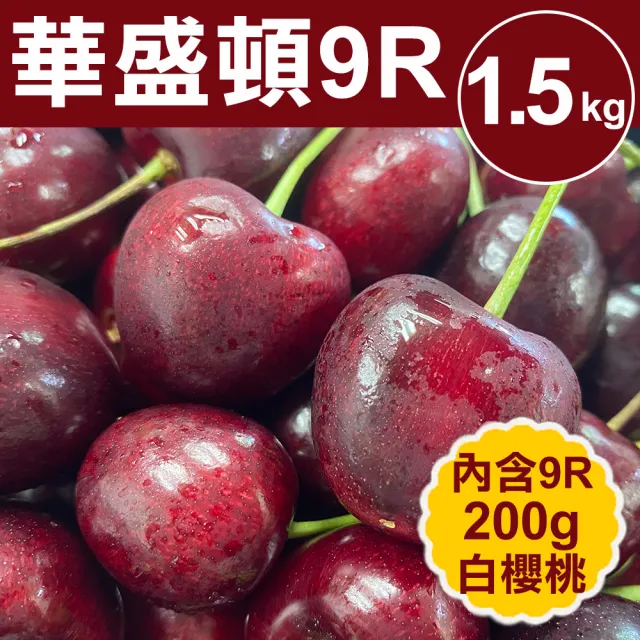 【甜露露-中秋禮盒】9R華盛頓紅櫻桃1.3kg加9R白櫻桃200g(共1.5kg±10%/盒)