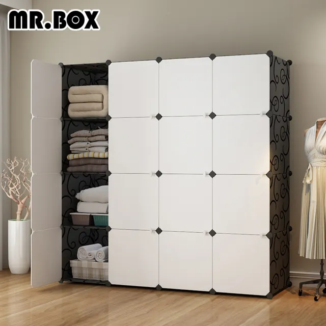 【Mr.Box】16格16門百變組合櫃/收納櫃/置物櫃/書櫃-加大