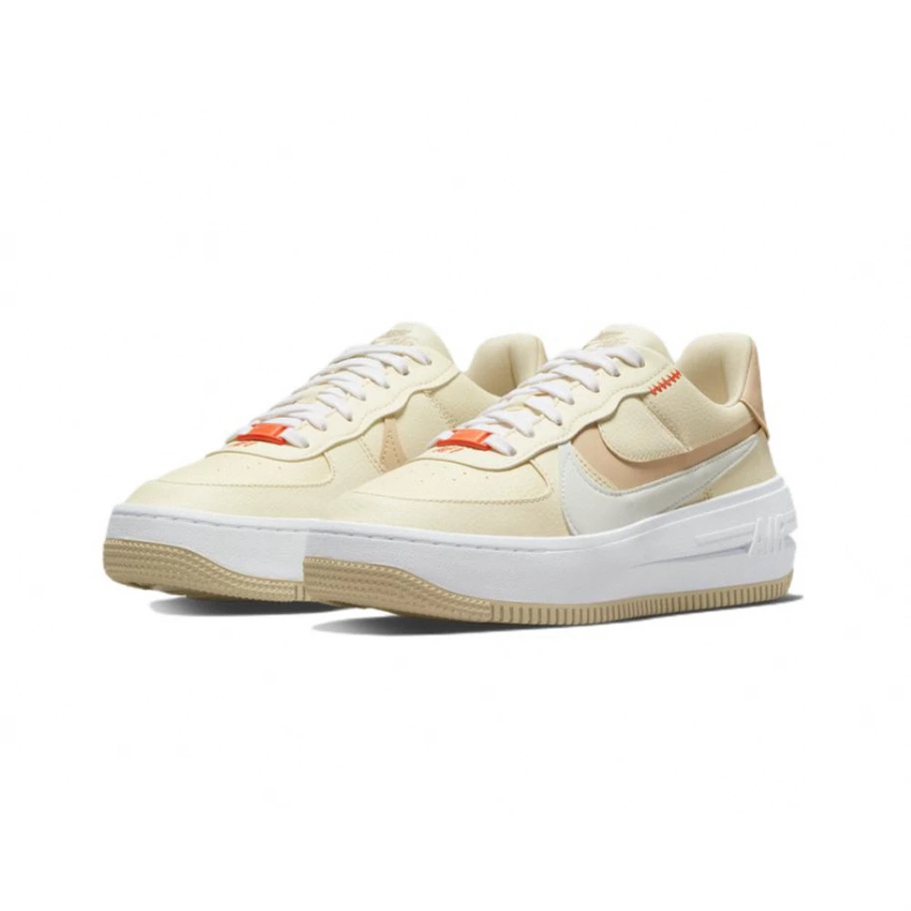 NIKE 耐吉】Nike Air Force 1 PLT.AF.ORM 鵝黃奶茶厚底DZ2755-121-momo