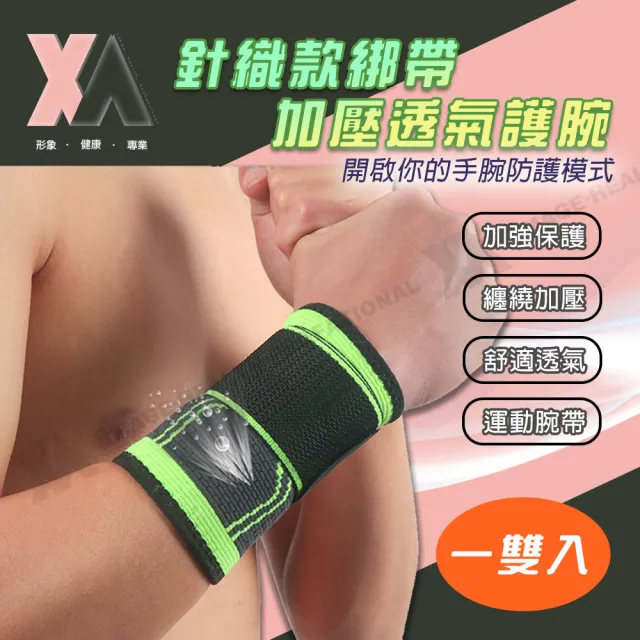 【XA】針織款綁帶加壓透氣護腕HS022-一雙入(腕關節、防止拉伸過度、支撐防護、運動保護)