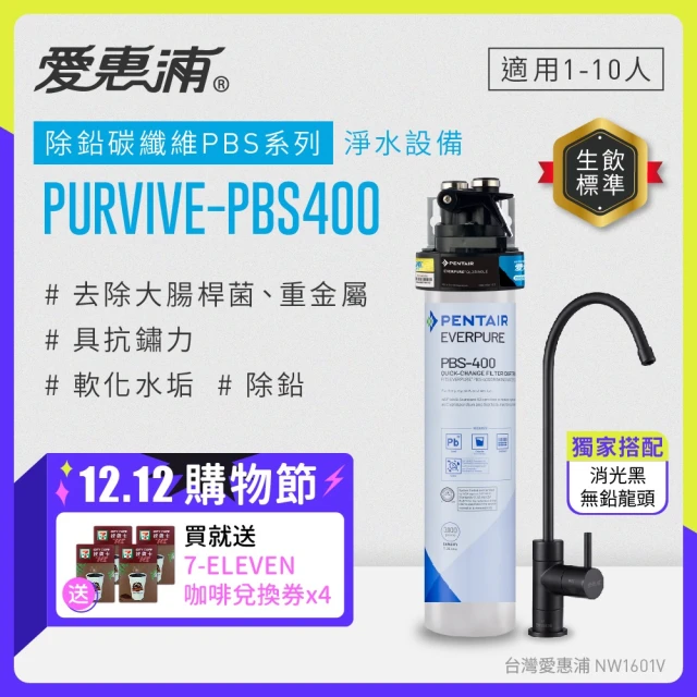 【EVERPURE 愛惠浦】PURVIVE-PBS400單道式廚下型淨水器(配置黑色龍頭)