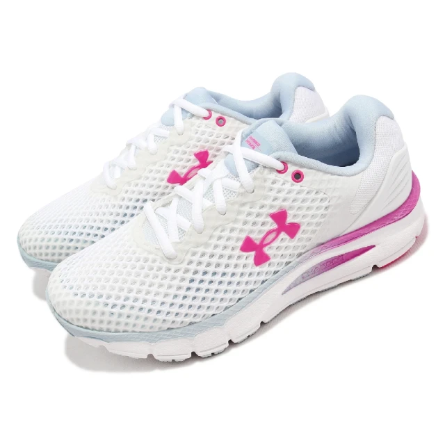 【UNDER ARMOUR】慢跑鞋 Charged Intake 5 女鞋 白 桃粉色 路跑 運動鞋(3023564106)