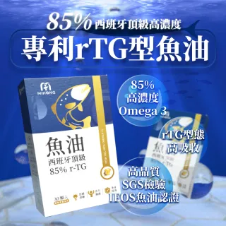 【MIHONG米鴻生醫】西班牙頂級魚油85％ r-TG x6盒(Omega3/維生素E)
