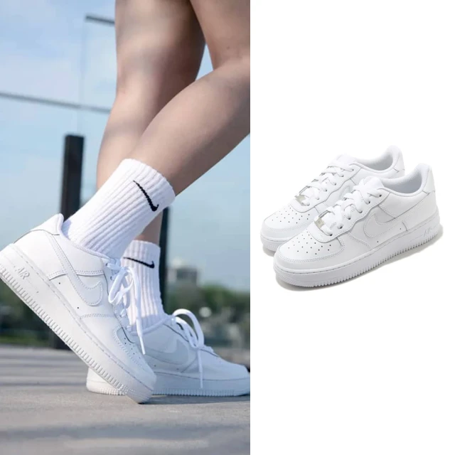 【NIKE 耐吉】休閒鞋 Air Force 1 GS 大童 白F AF1 小白鞋 2色單一價(DH2920-111)