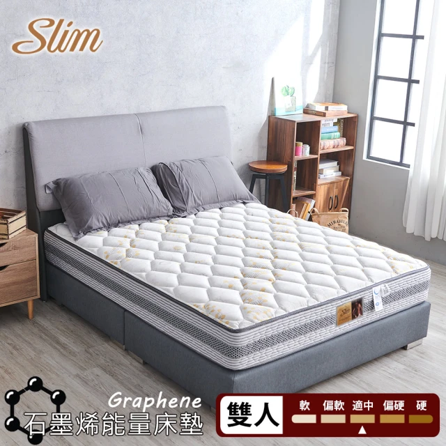 【SLIM】石墨烯能量透氣蜂巢獨立筒床墊(雙人5尺)