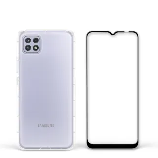 超值殼貼組【SAMSUNG 三星】Galaxy A22 5G 6.6吋三鏡頭智慧型手機(4G/128G)