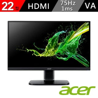 【Acer 宏碁】22型 VA遊戲電競螢幕 支援HDMI介面/FreeSync(KA222Q B)