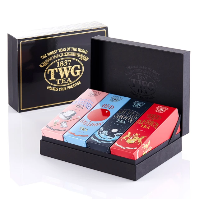 【TWG Tea】時尚茶罐四入禮盒組 紳士伯爵茶100g+乘風高翔100g+銀月綠茶100g+非洲紅茶100g