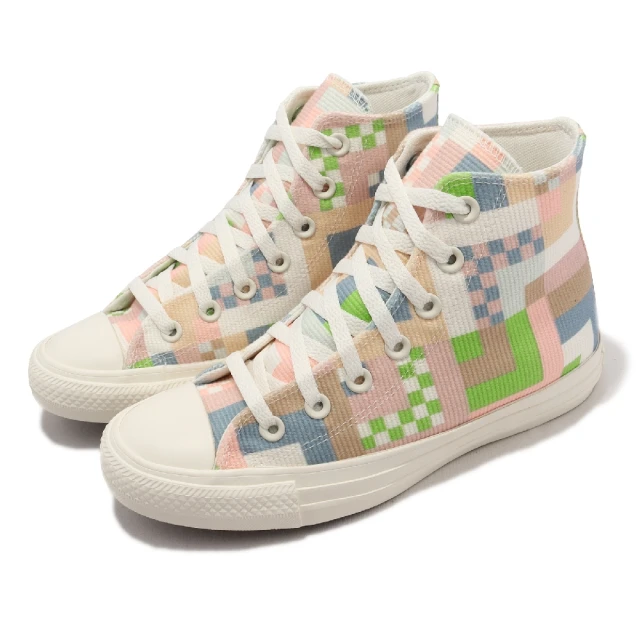 【CONVERSE】帆布鞋 Chuck Taylor All Star HI 女鞋 粉紅 綠 格紋 高筒 休閒鞋(572702C)