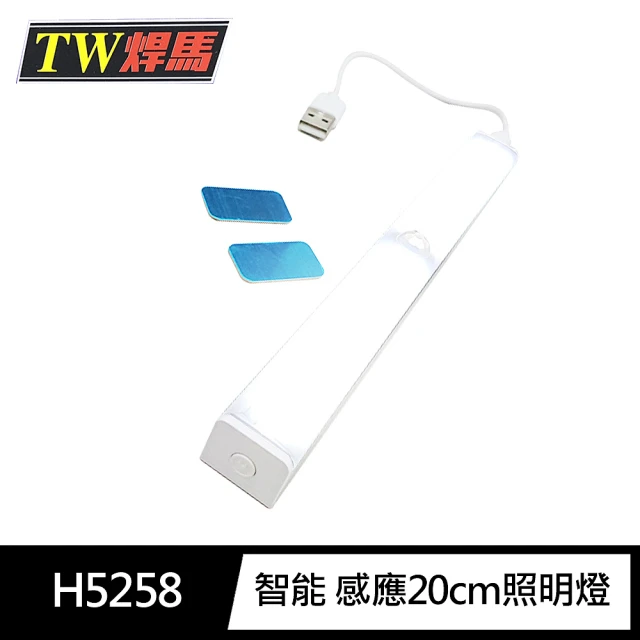 【TW焊馬】H5258 LED智能 人體 感應 開關 充電式20cm照明燈(露營燈120°照明)