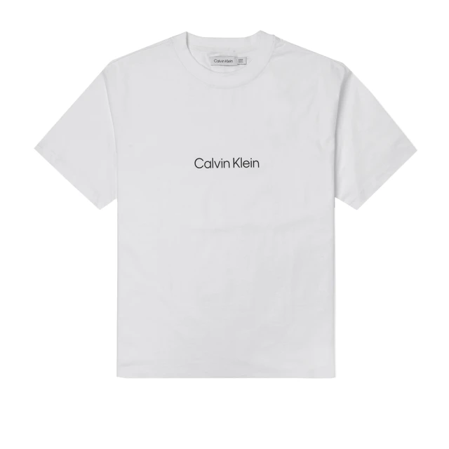 【Calvin Klein 凱文克萊】CK 經典印刷文字圖案短袖T恤-女-白色(平輸品)