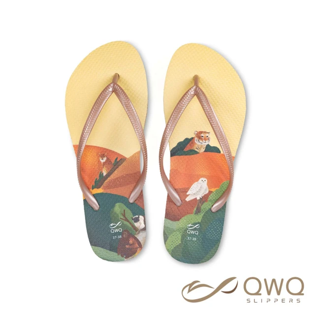 【QWQ】女款防滑防水夾腳拖鞋 阿脆-與地球共存 室外人字拖雨鞋(AIAW00309)