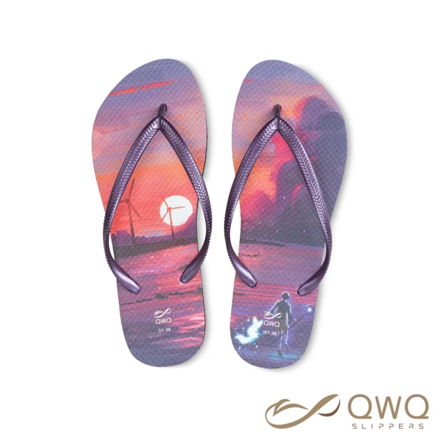 【QWQ】女款防滑防水夾腳拖鞋 大衛君-海上散心 室外人字拖雨鞋(AIDW00103)