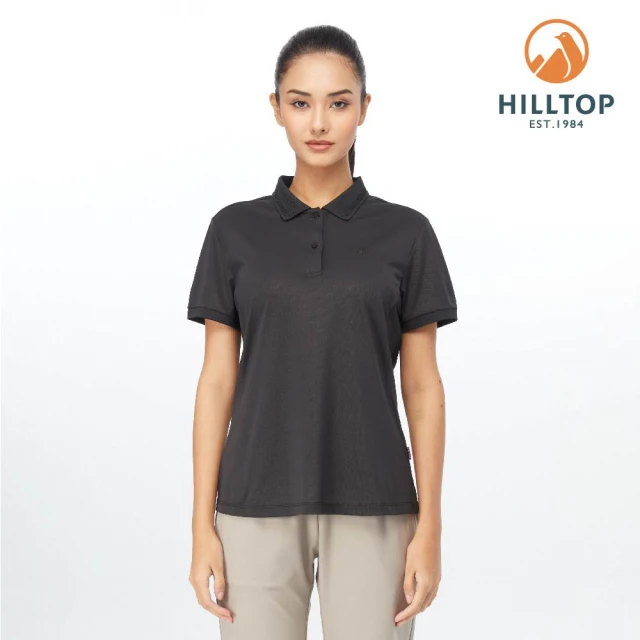 【Hilltop 山頂鳥】Advanture Outdoor Polygiene 女款抗菌吸濕快乾彈性休閒 POLO衫 PS14XFI2 黑