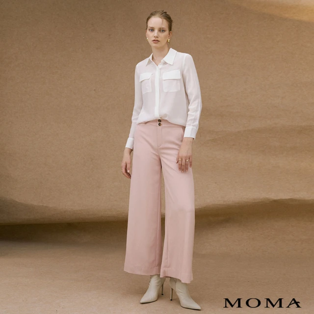 【MOMA】顯瘦雙腰頭設計大寬褲(兩色)