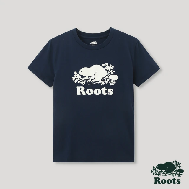 Roots【Roots】Roots 女裝- 經典海狸LOGO短袖 T 恤(深藍色)